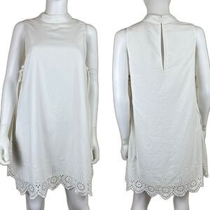 BCBGeneration Women Size M White Cotton Eyelet Mini NEW Shift Dress Party Resort